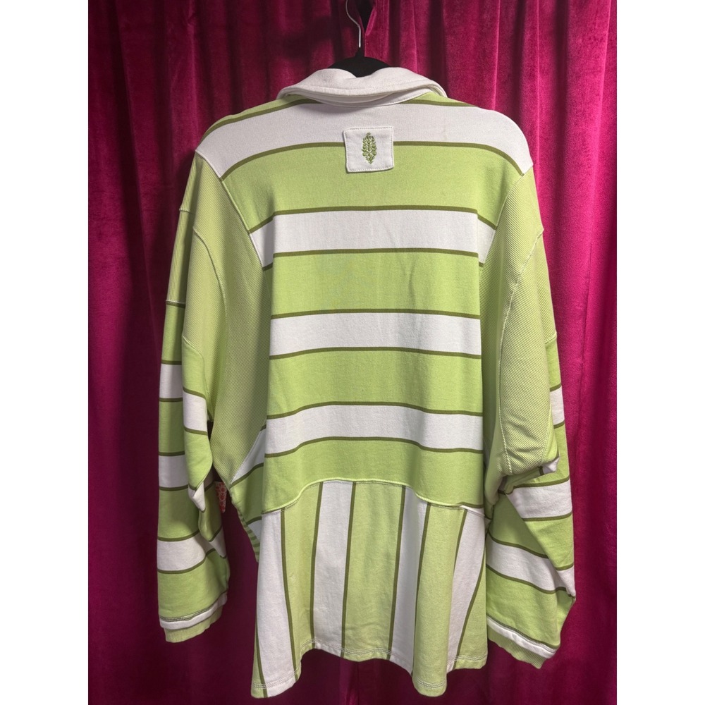 Free People Movement Work It Out Rugby Womens Large Green NWT Striped Pullover - Picture 4 of 5